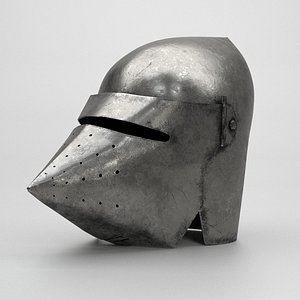 3D model medieval knight bascinet helmet visor