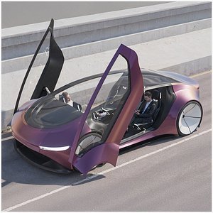 Self-driving car  with interior 3D