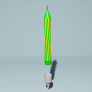 3D candle-green-yellow