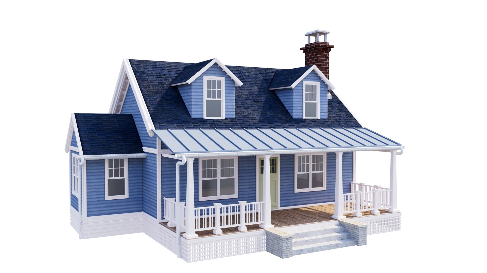 3D House American Cottage Model - TurboSquid 2031481