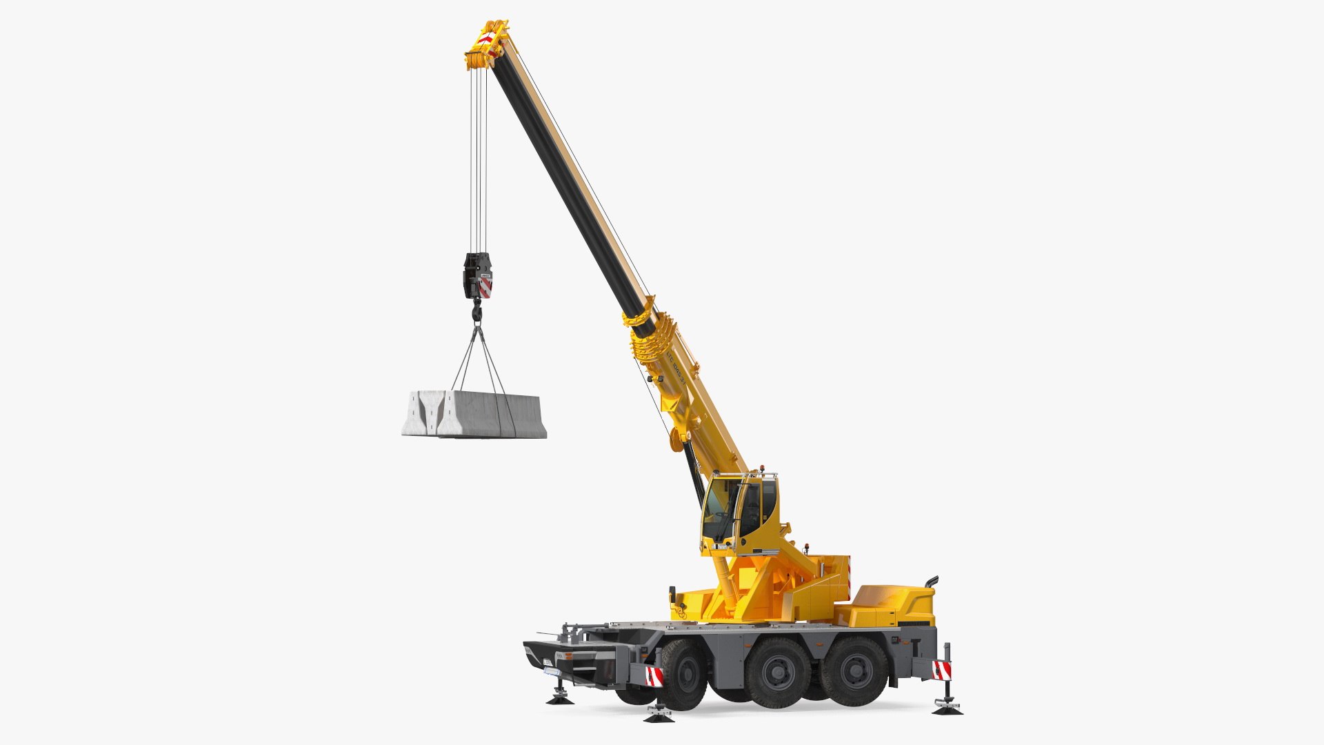 Mobile Crane Liebherr with Concrete Barriers 3D model preview