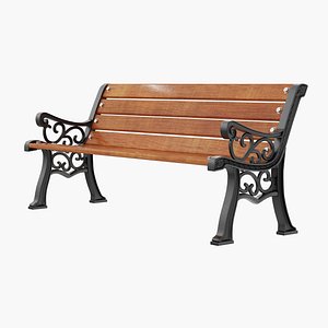 Wooden Park Bench 3D model