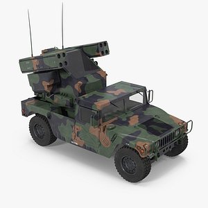 HMMWV M998 Equipped with Avenger Camo 3D Model