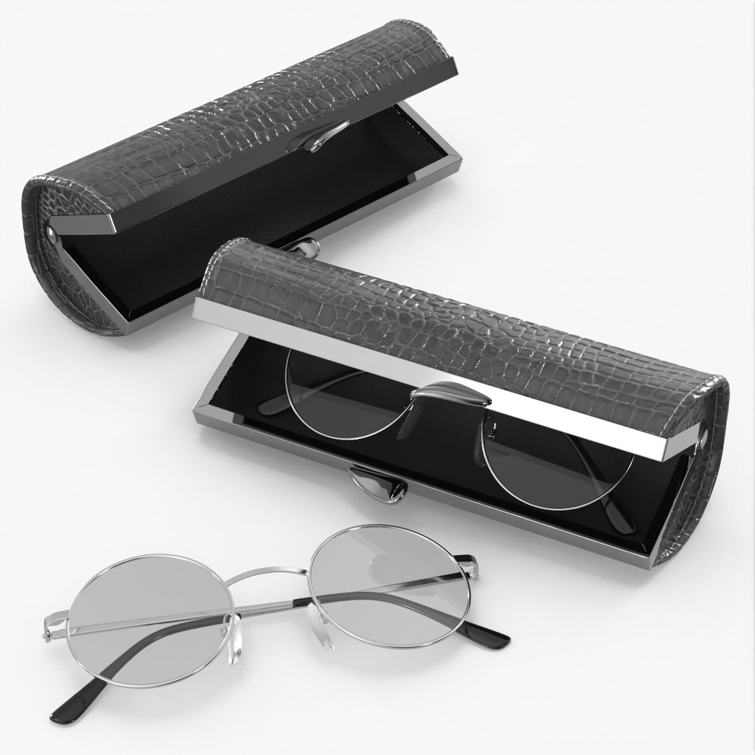 Eyewear Case with Glasses 3D model preview