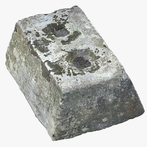 3D model old concrete block 03