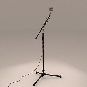 Retro Microphone and Stand 3D model