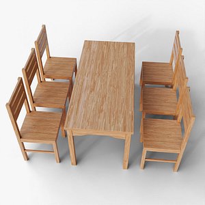 Complete Dining Room Furniture Set - Wooden Table with Chairs