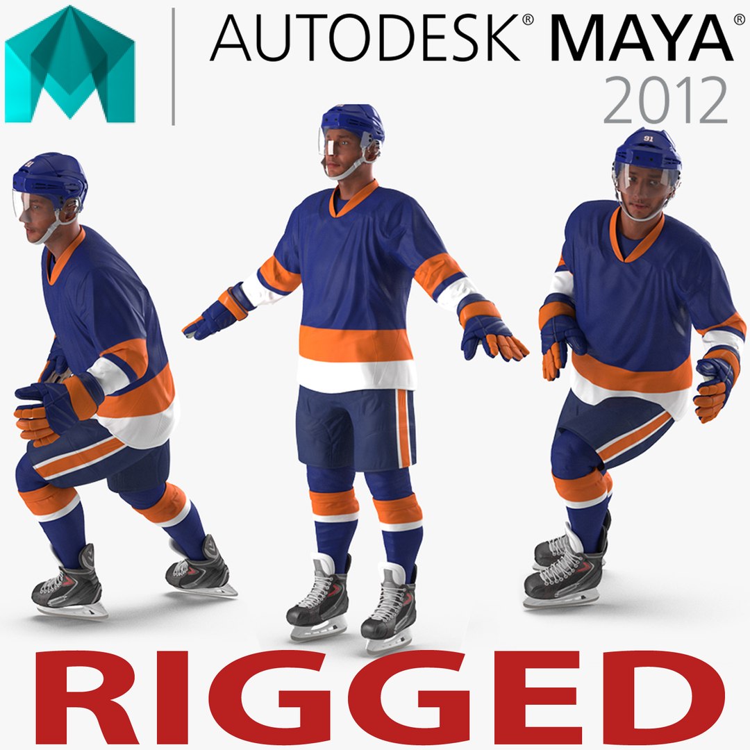 Hockey Player Generic 5 Rigged for Maya 3D Model 3D model preview