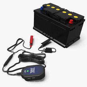 3D 12V Car Battery with Smart Charger and Clamps