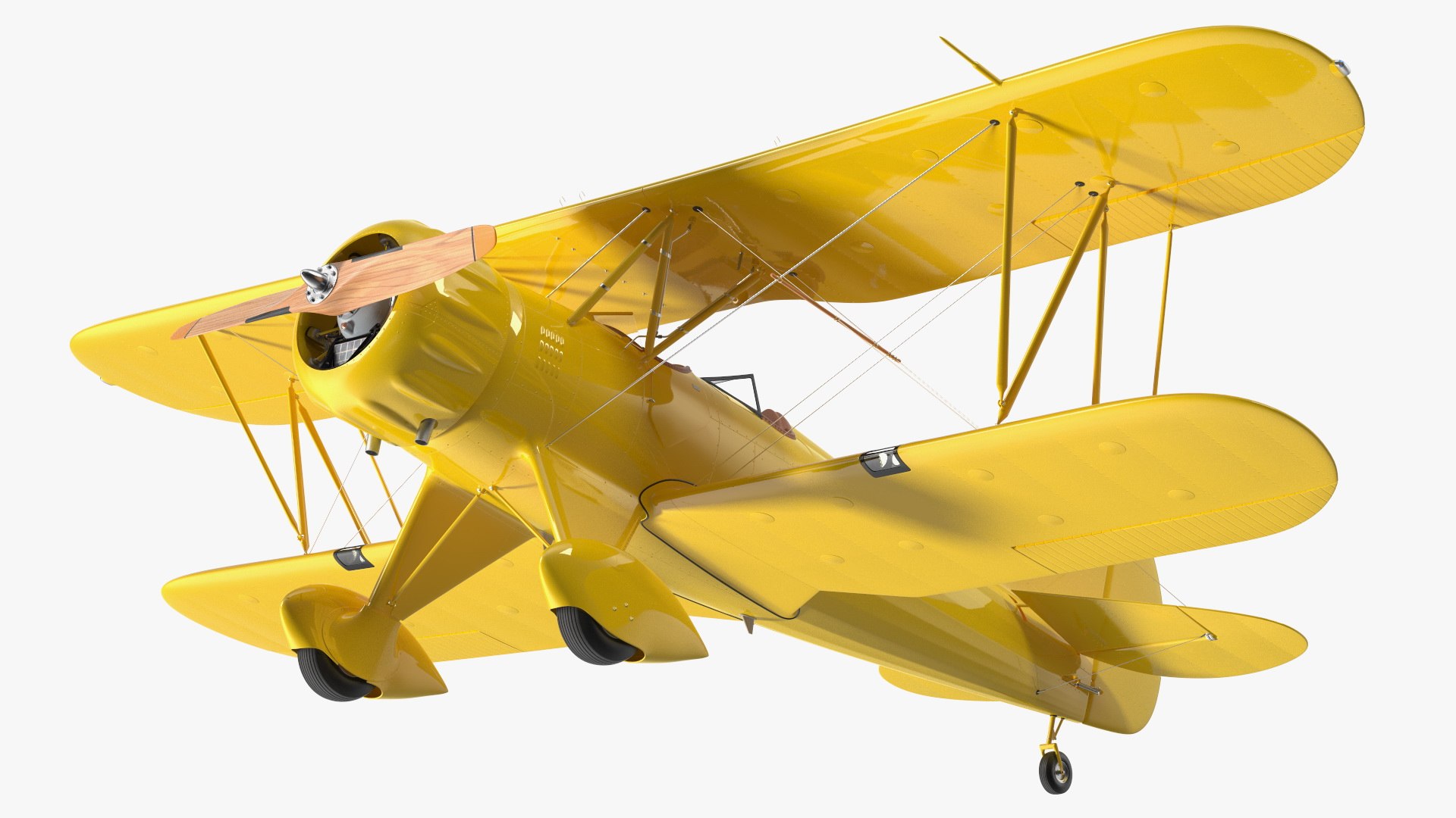 Coastal Biplane YMF-5 Yellow Simple Interrior 3D model preview