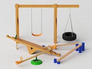 Wooden Playground Swing Seesaw Equipment Set