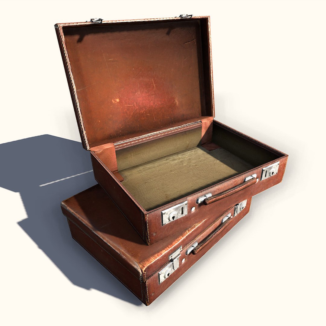 Old Leather Suitcase Obj