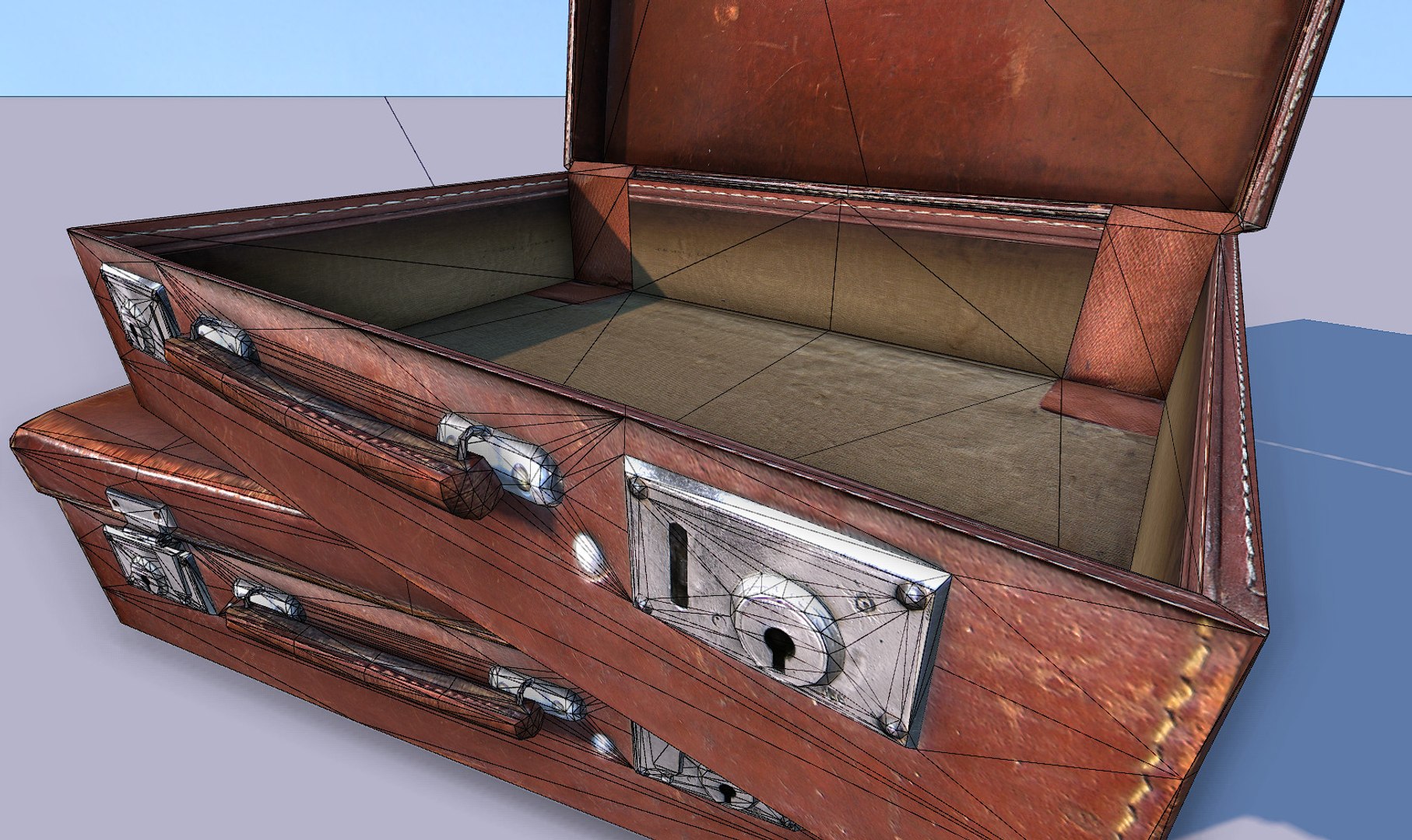 Old Leather Suitcase Obj