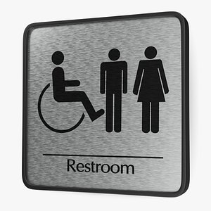 Unisex Wheelchair Accessible Restrooms Sign 3D model