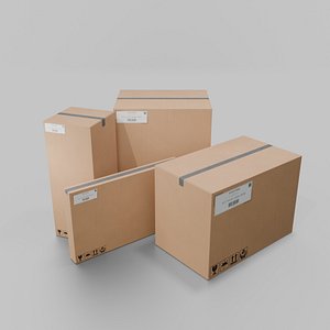 Heavy-Duty Cardboard Box Collection - Rigged and Customizable 3D model