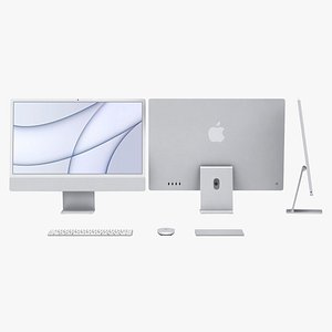 3D iMac 24 inch 2021 Silver with Keyboard-Mouse-Trackpad