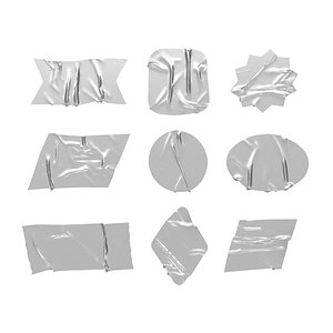 Adhesive Sticker Tape Set - round square rhombus rectangle scotch 9 shape 3D model