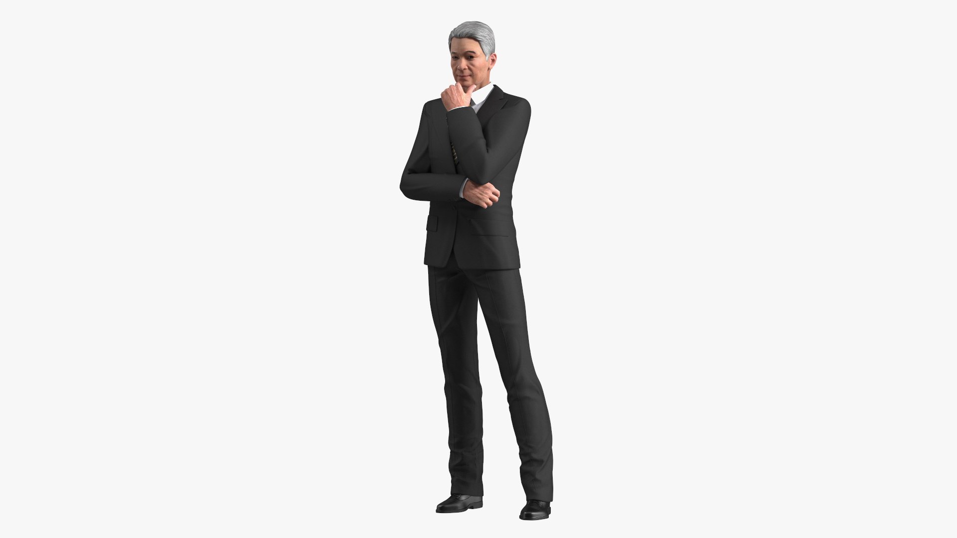 Chinese Elderly Man Business Style Rigged for Cinema 4D 3D model preview