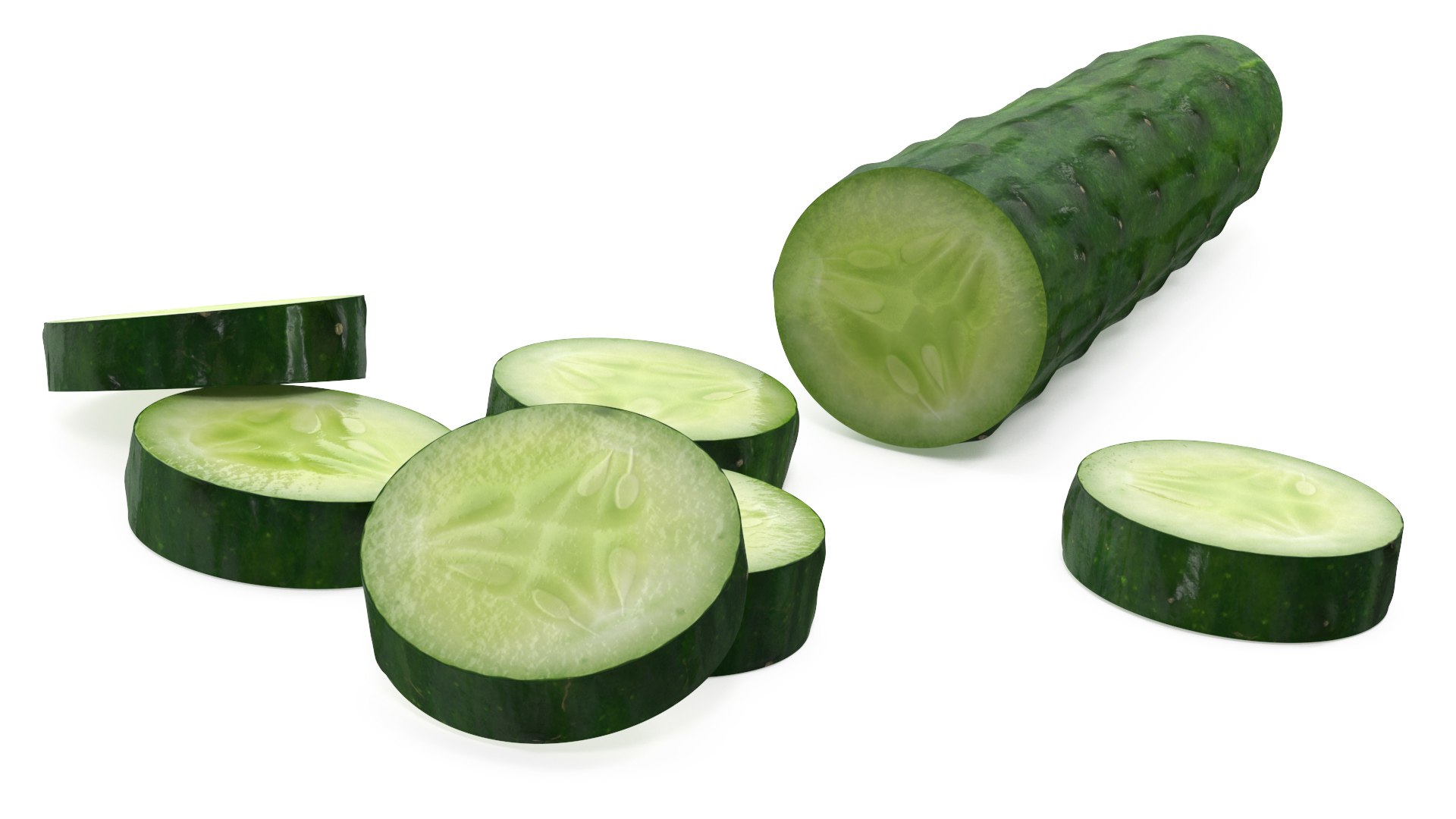 3D Half Cucumber With Few Slices model https://p.turbosquid.com/ts-thumb/ak/IwORGt/Rl/halfcucumberwithfewslicesvray3dmodel006/jpg/1667567679/1920x1080/fit_q87/53a3c9c8e4df609207654a18da3f19dda006352c/halfcucumberwithfewslicesvray3dmodel006.jpg