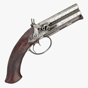 Double Barrell Flintlock Pistol