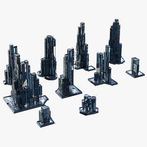 MODERN BUILDING AND SKYSCRAPER PACK KITBASH CITY WORLD KIT 3D model 3D model