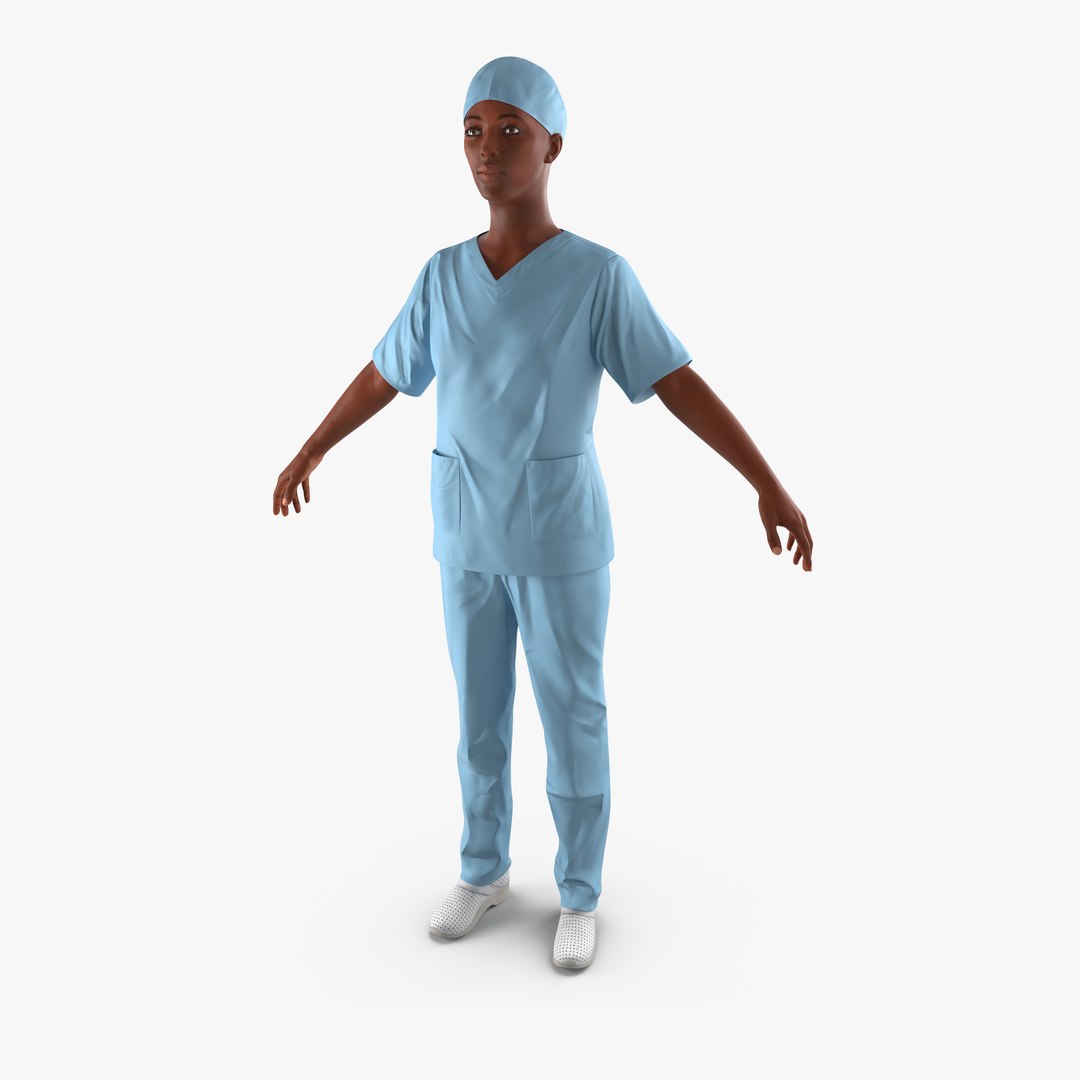 Afro American Nurse 3D model preview