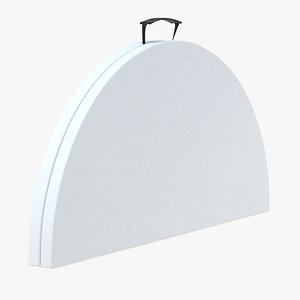 Round Folding Table White Folded