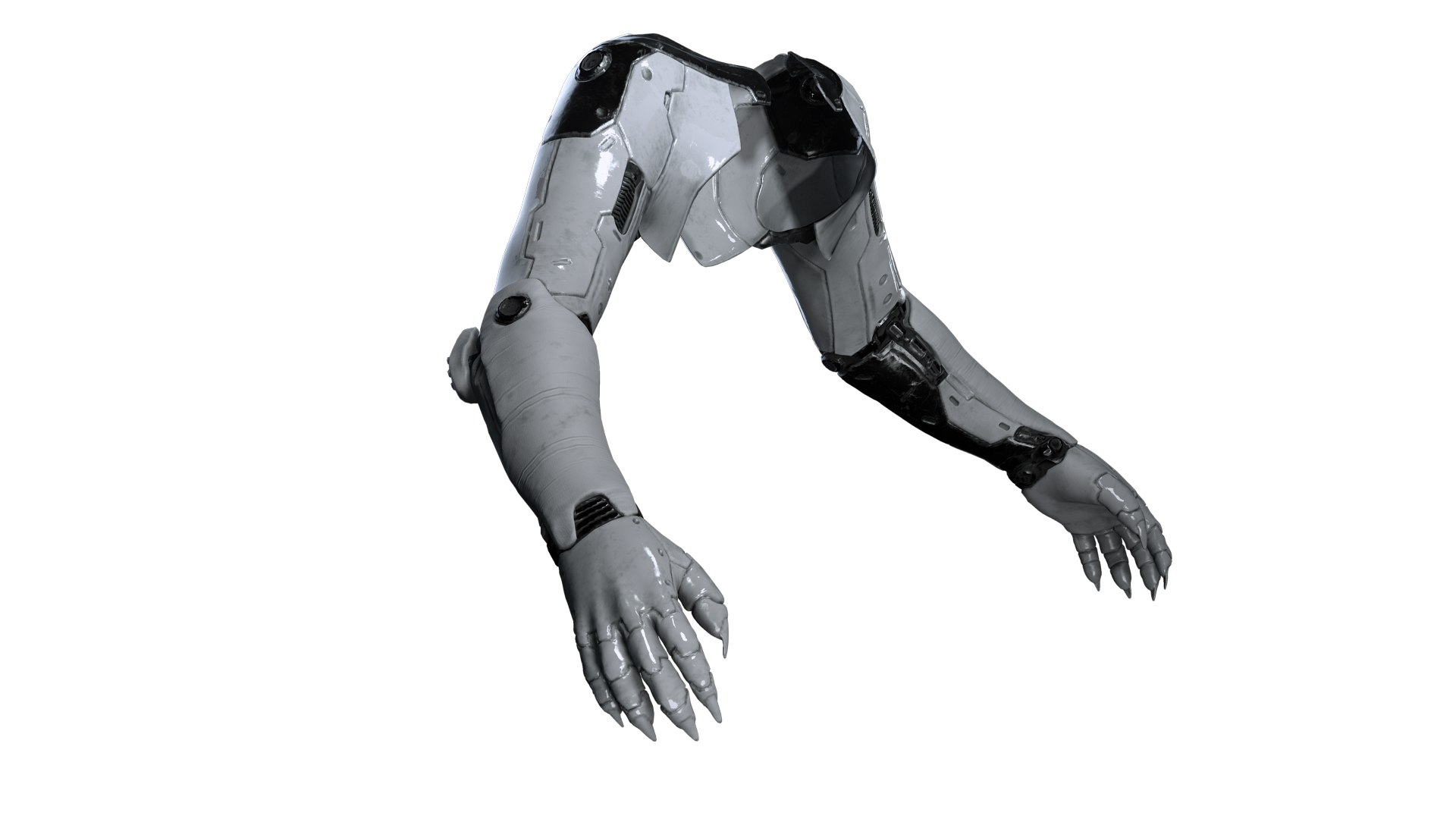 3D Sleek Futuristic Full Arm Armor - Android Cyborg Exoskeleton ...