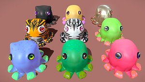 3D Cute Octopuss 3 - Animated model