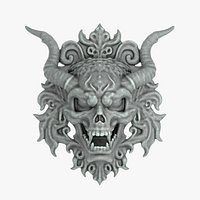 Basrelief Skull Gargoyle 01