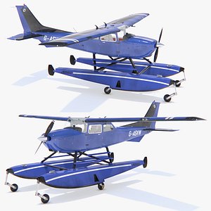 3D model Amphibious Aircraft Cessna 172 Rigged
