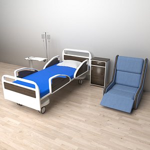 3D Hospital Room Interior 2 - 8K model