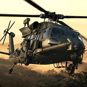 Combat Rescue Helicopter Sikorsky HH60A Rigged