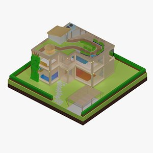 3D model Low-poly game-ready house
