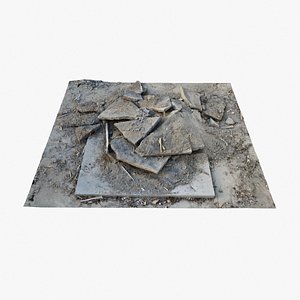 Gravel Concrete 01 - 3D photogrammetry model scan of pile of Concrete Pieces on Concrete Plate model
