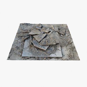 Gravel Concrete 01 - 3D photogrammetry model scan of pile of Concrete Pieces on Concrete Plate