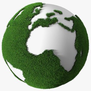 Stylized Earth with Grass Texture Fur