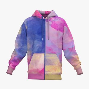 3D Male zippered hoodie model