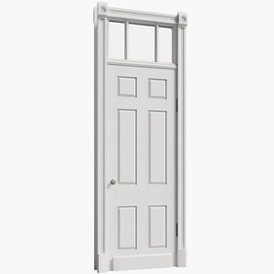 3D Classic wooden white door model