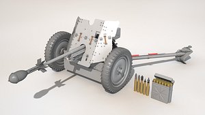 3D model Pak36 with ammunition and StielGrenate41