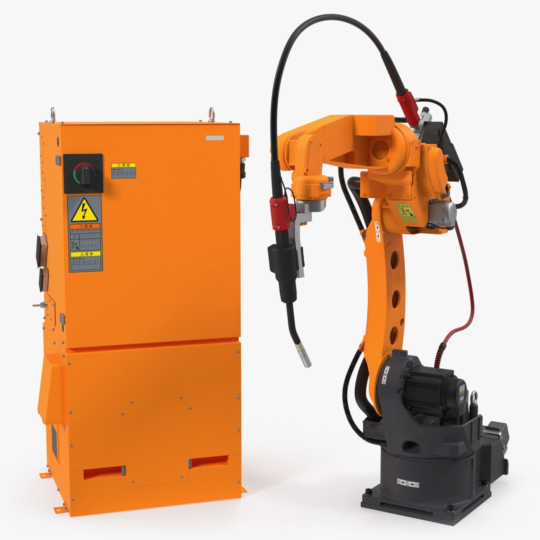 Generic Welding Robot with Power Supply Rigged 3D Model 3D model preview