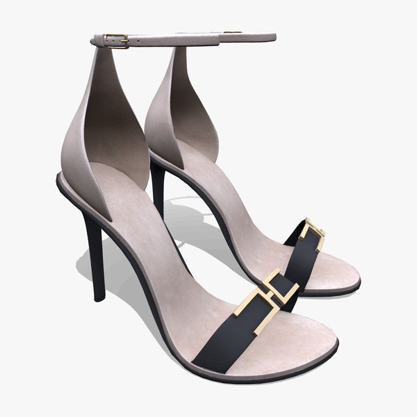 White Ankle Straps High Heel Sandals Shoes 3D model