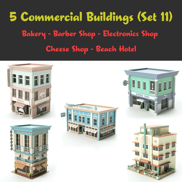 3D set 11 shop hotel