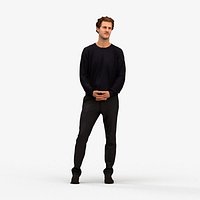 00564Jason006 - Adult Caucasian man waiting at home in casual autumn or spring attire