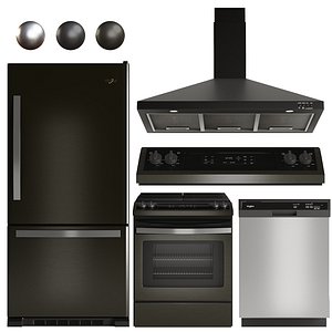 3D Whirlpool Kitchen Appliances Set 02