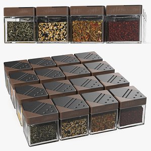 Various Spice Jars Set 3D model