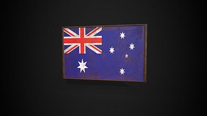 Old Picture Frame With Australia Flag - Game Ready Low-poly 3D model