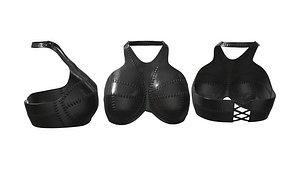 Stitched Thick Leather Bra Top 3D model