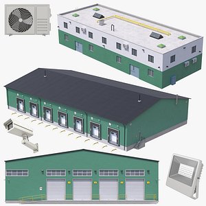 3D model 3 Green Industrial Buildings
