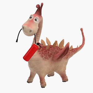 Cartoon Dragon with Extinguisher
